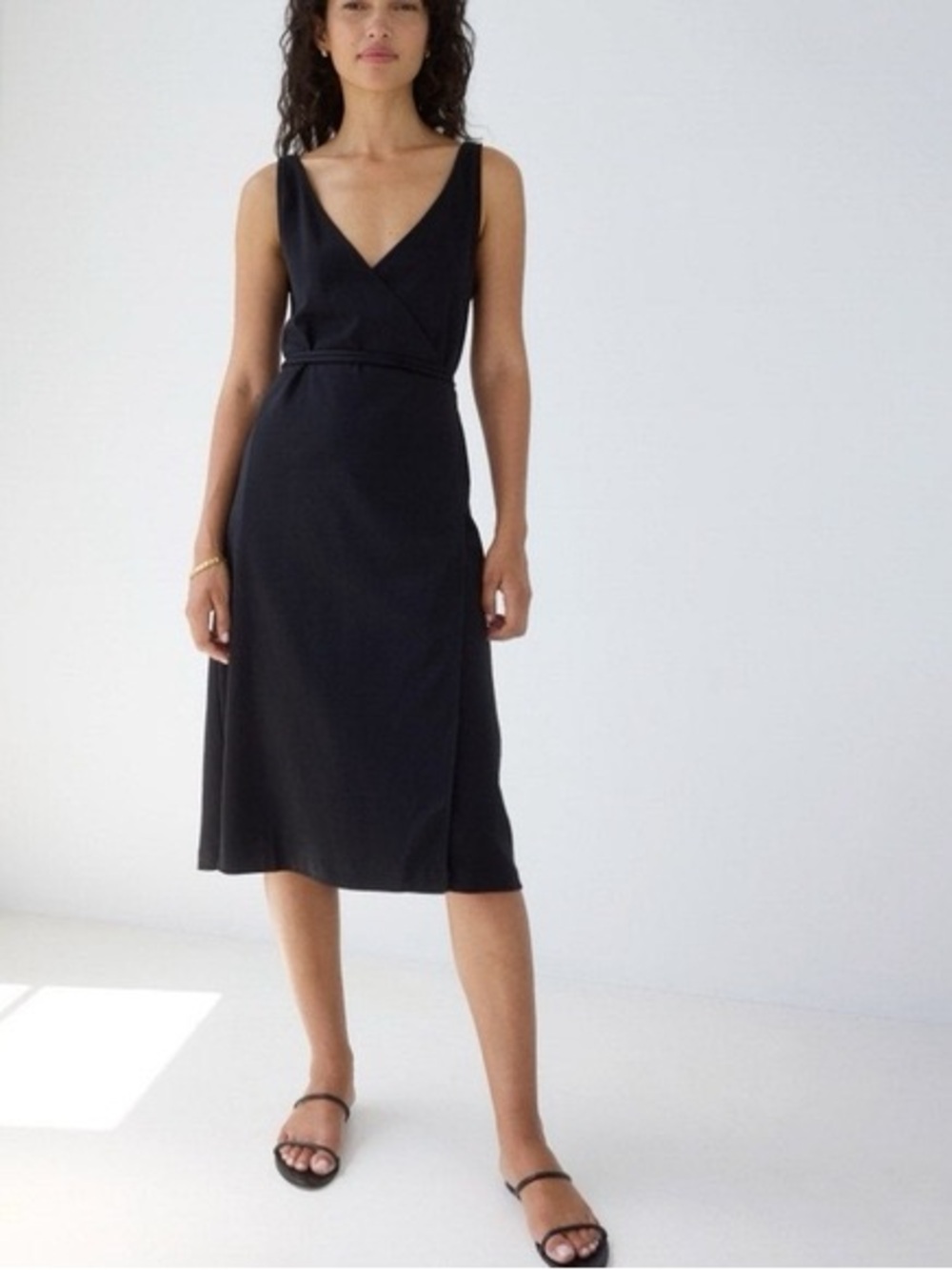 AYR Black Wrap Midi Dress